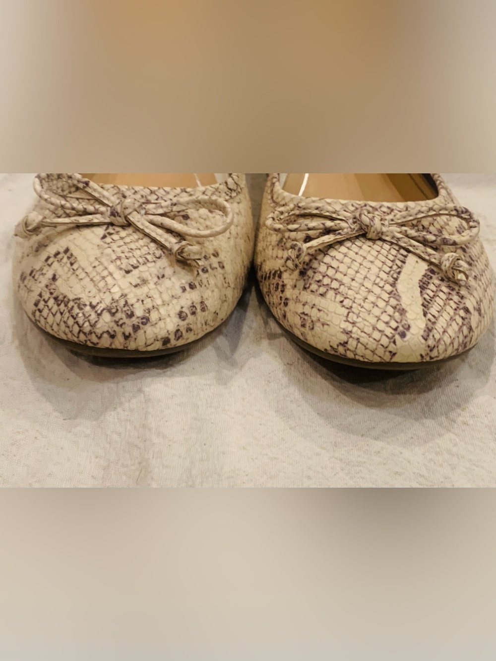 Vionic Callisto Ballet Flats Cream Embossed Snake Skin Leather Orthotic - Picture 5 of 14